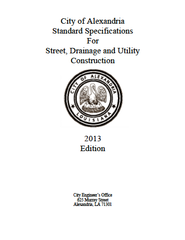 City of Alexandria Standard Specification for Street Drainage and utility constuction